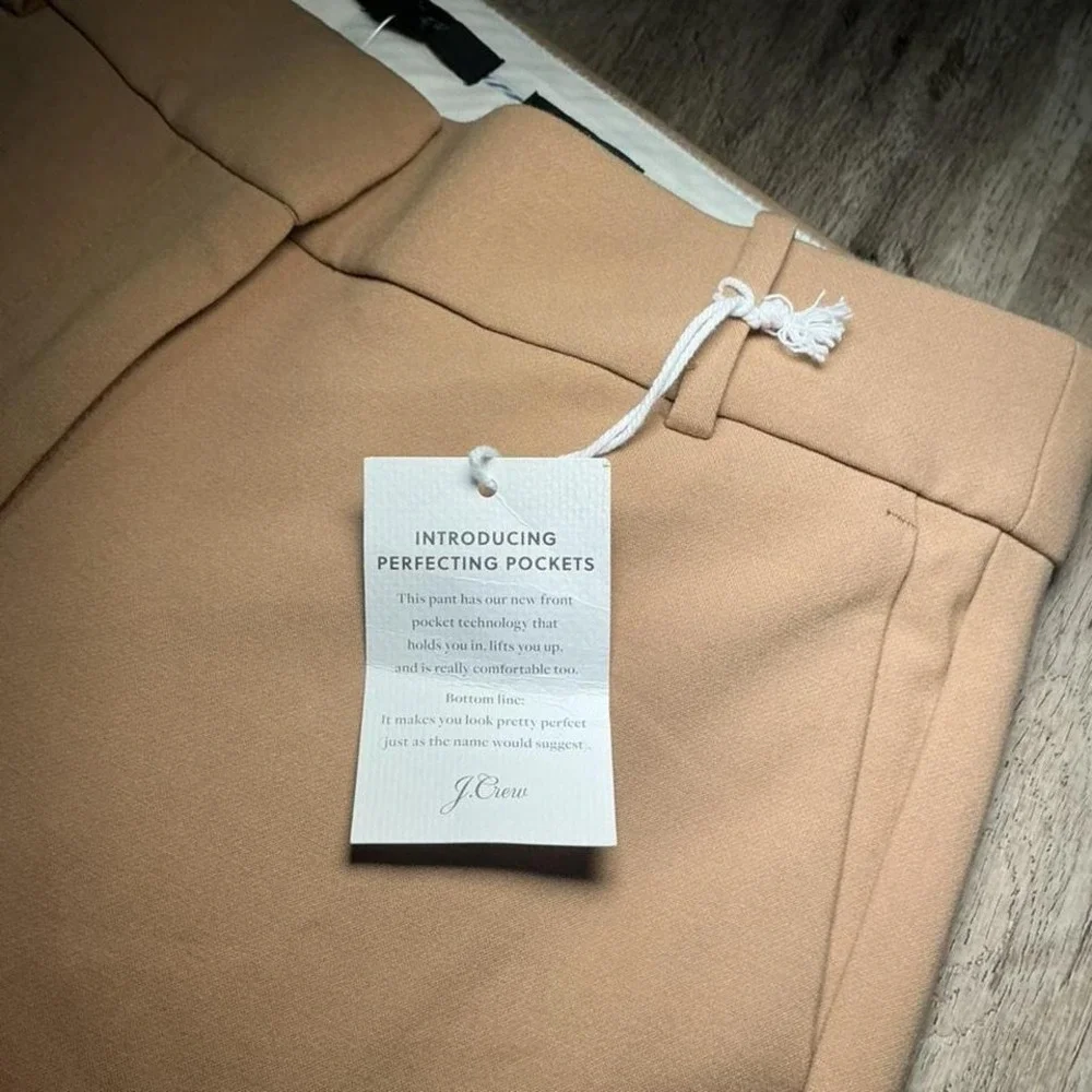 J.Crew Tan Khaki Tailored Trousers Straight Leg NWT Women's Petite Size‎ 8P